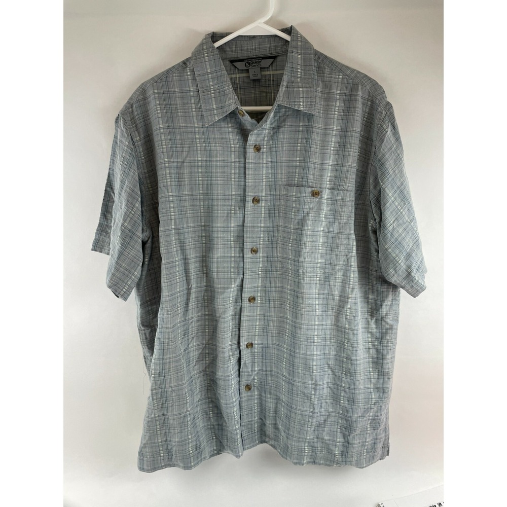 Guide Series Shirt Men's Size Large Gray Plaid Short Sleeve Button Up Pocket